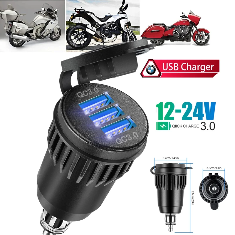 Pengisian cepat 3.0 usb soket sepeda motor DIN pengisi daya adaptor pemantik rokok untuk BMW F 900 XR R 850GS 750 GS R1250GS