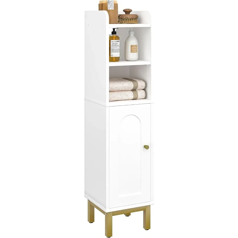 Bathroom Storage Cabinet, Small Corner Floor Cabinet with Door and Shelves, Narrow Toilet Paper Cabinet, Bathroom Organizer