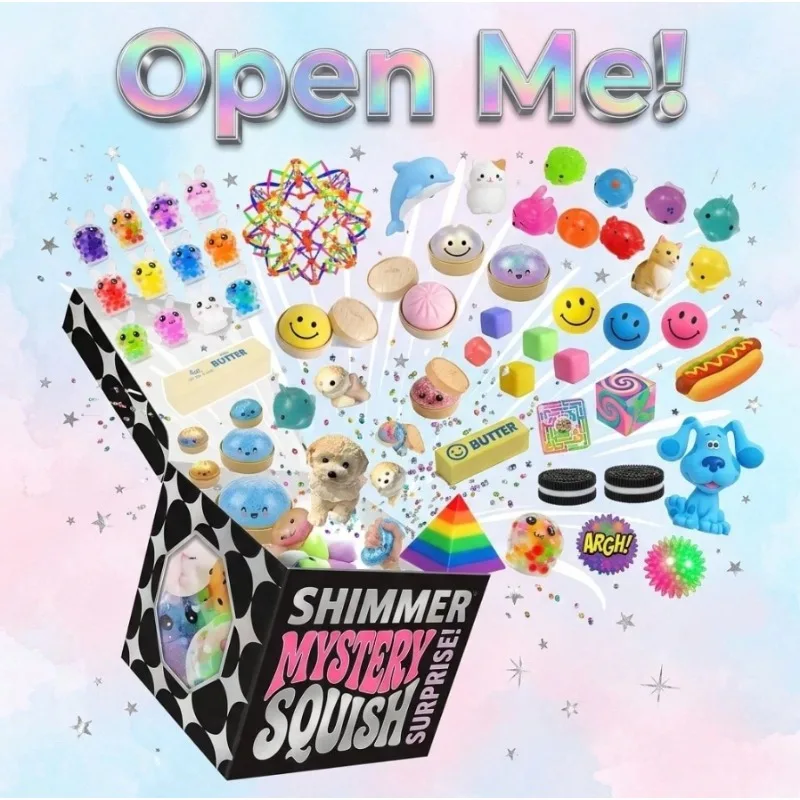 

1pcs Shimmer Mystery Squish Blind Box - Glittery Random Squeeze Fidget Toys, Soft Sensory Stress Relief Squishies For Teens & Adults, Easter Basket Stuffer Pack