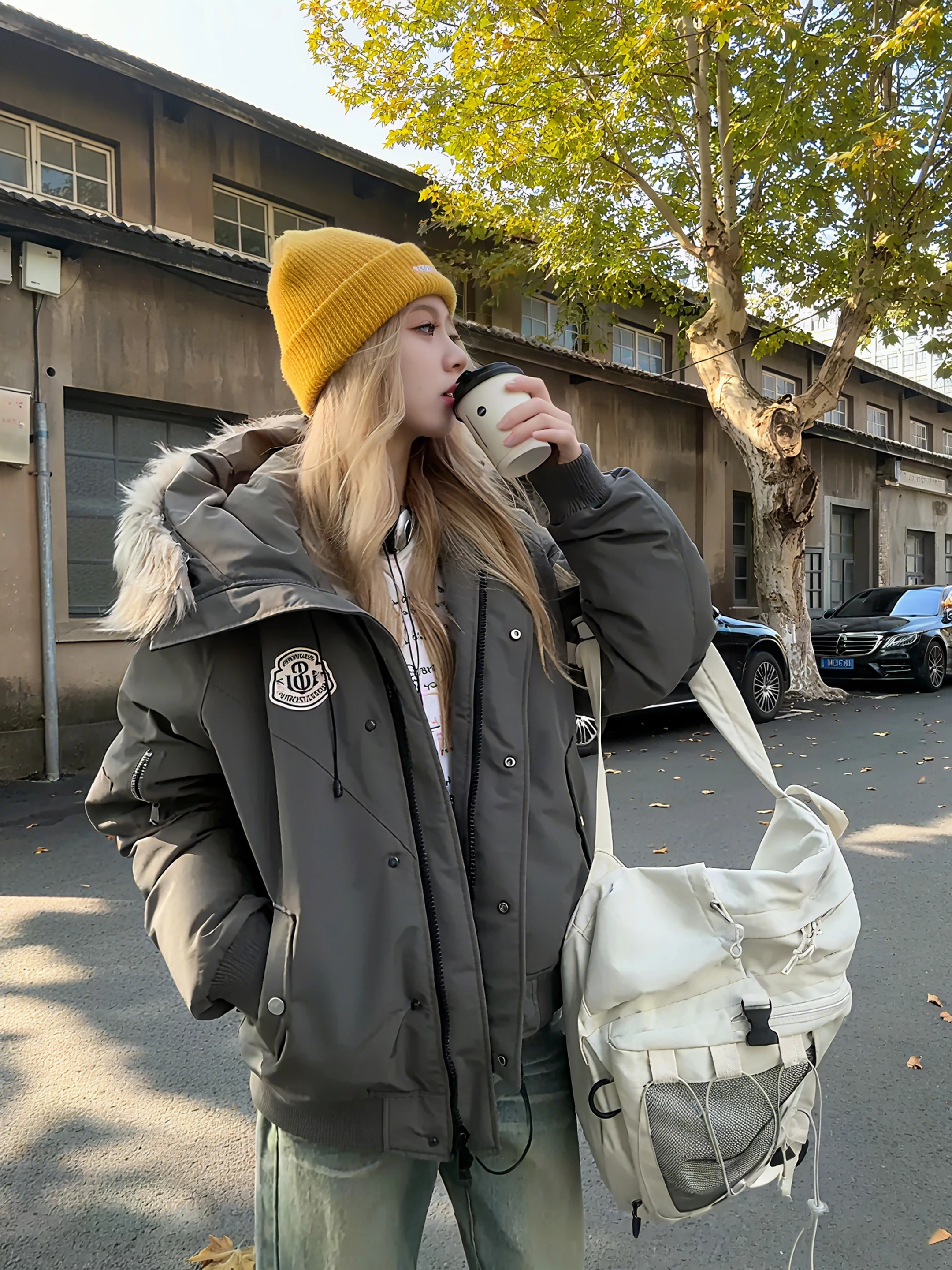 

Зимняя парка с меховым воротником, утепленная, для мужчин и женщин, хлопковая рабочая одежда, куртка с капюшоном, американский стиль, для пар, теплая