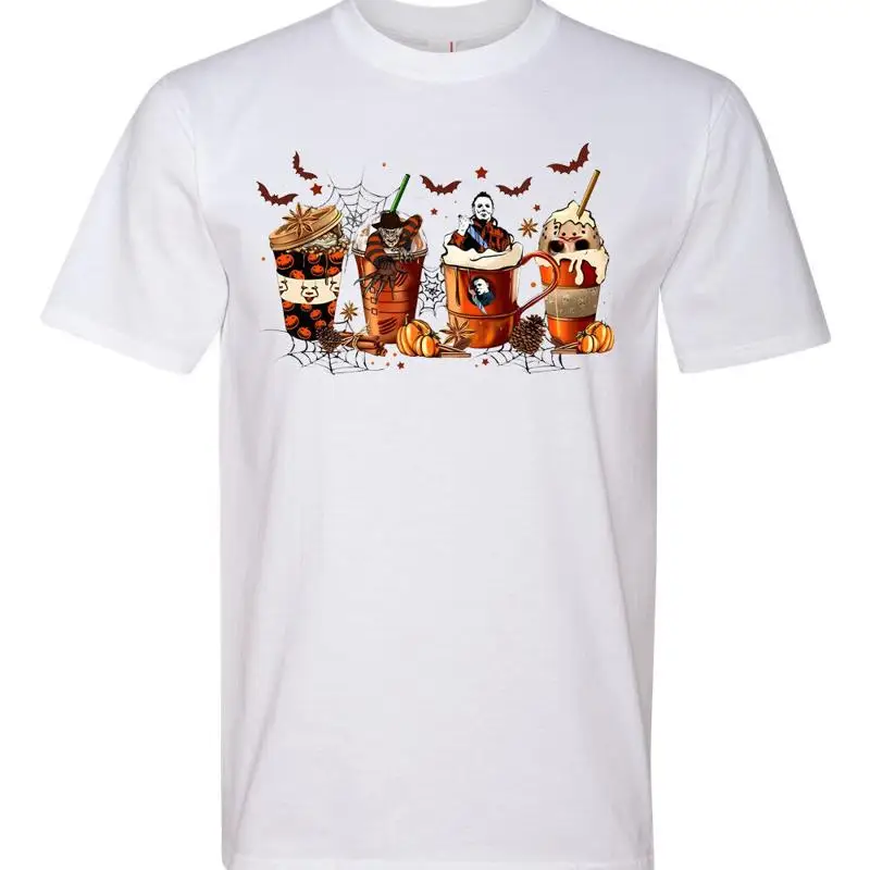 

Halloween Skeleton Coffee Cups Serial Killers Style Fashion Graphic Shirt