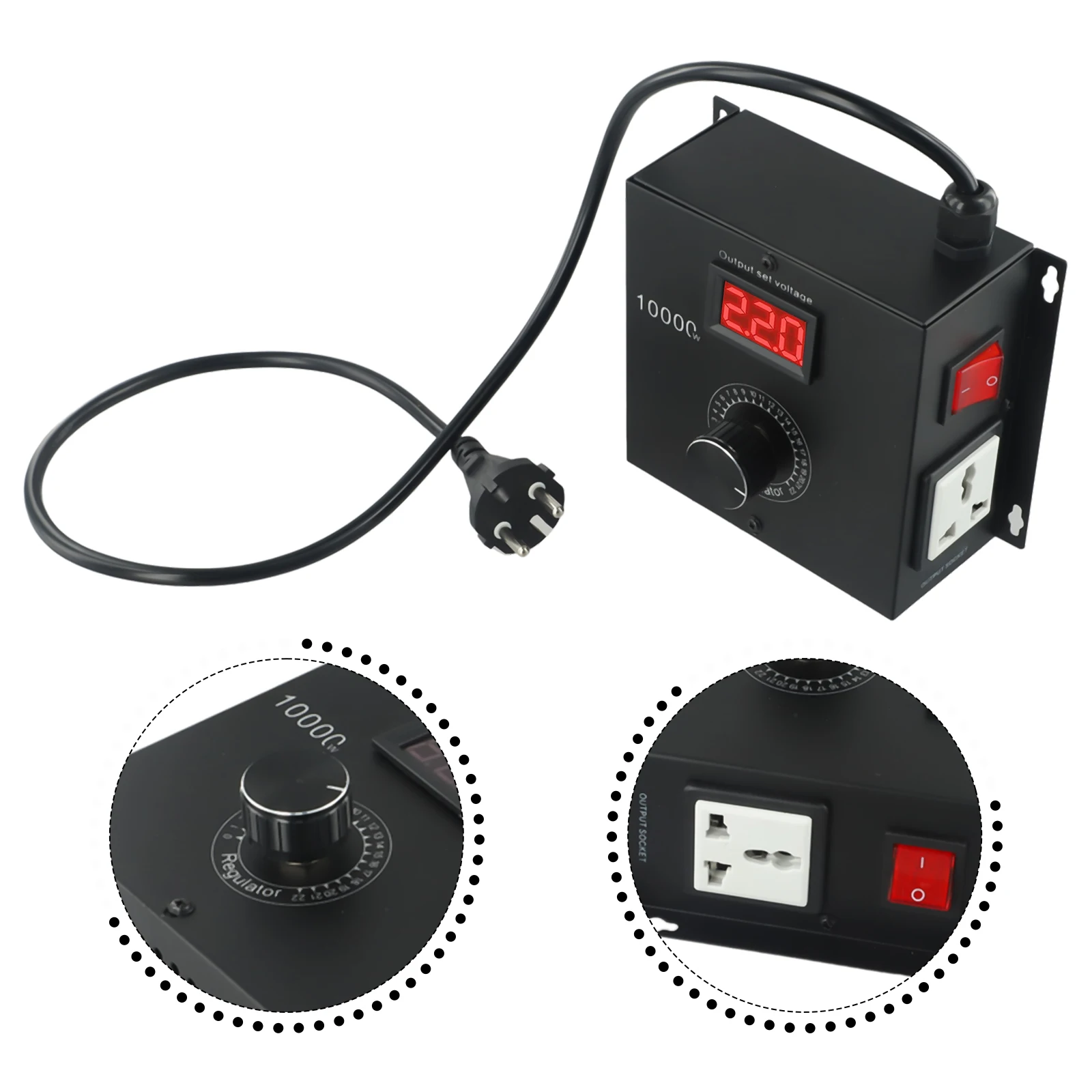 10000W SCR Voltage Regulator With LCD Display AC 110-220V Variable Power Controller Stepless Adjustment For Motor Fan Speed
