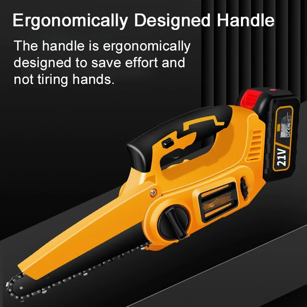 21V Small Wood Spliting Chainsaw 20000RPM Brushless Pruning Saws Rechargeable Woodworking Tool For Garden Orchard Branch Cutting