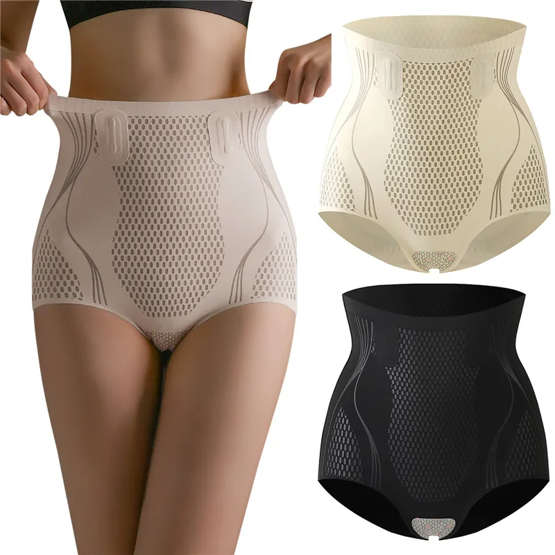 

Ice Silk Ion Fiber Repair Shaping Women Tummy Control Sculpt Underwear Short High Waisted Body Shaper Briefs Firm Pant Shapewear