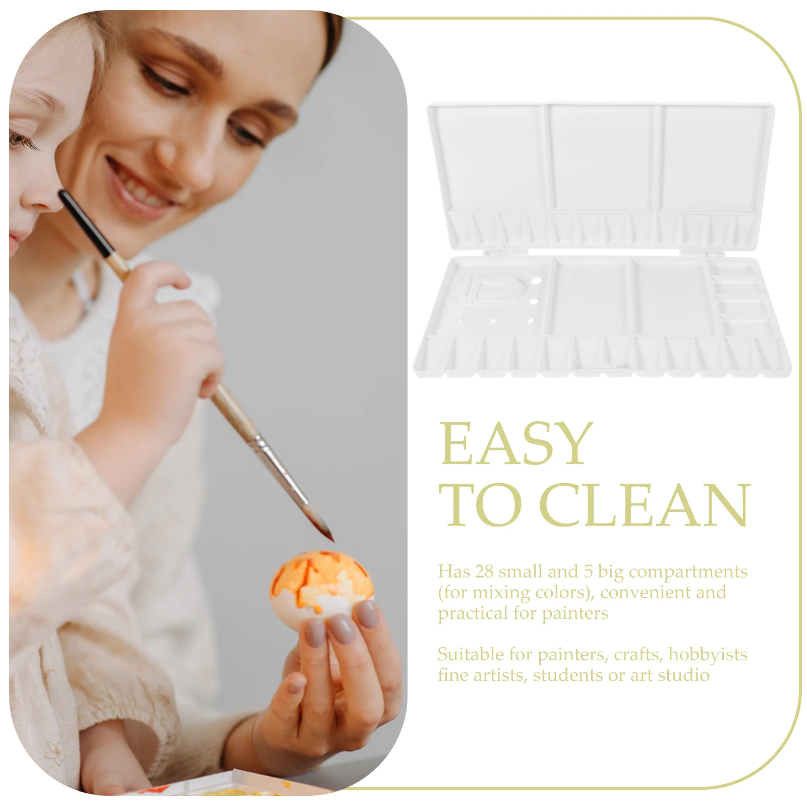 28 roosters Opvouwbaar plastic palet voor kunstenaars Schilderbak met duimgat 5 borstelhouders Duurzaam Pp-kleurmengdoos Art