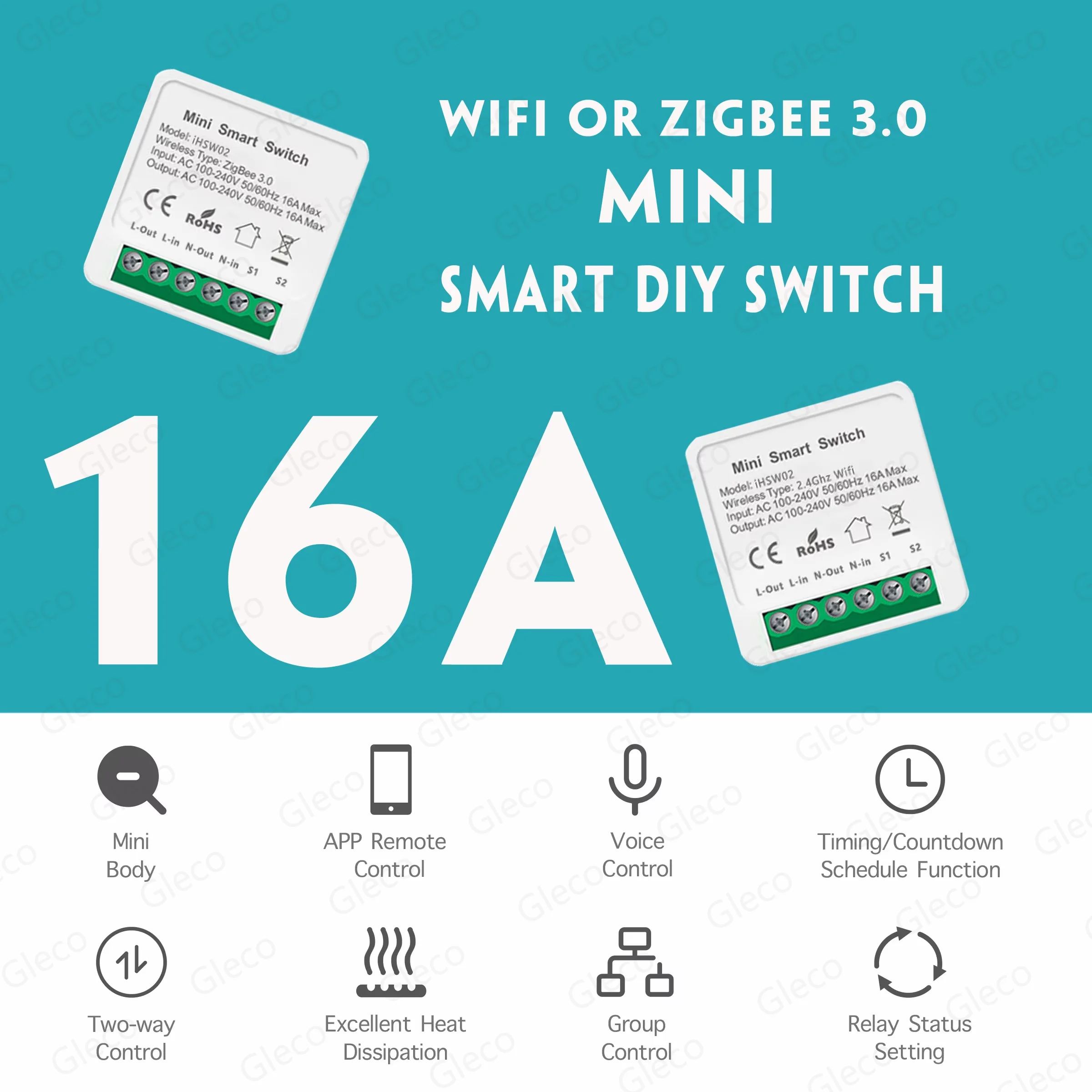 スマートホーム用のTuyaミニコントローラー,Wi-Fi/zigbee 3.0,双方向制御,スマートホーム用の自動化リレーモジュール