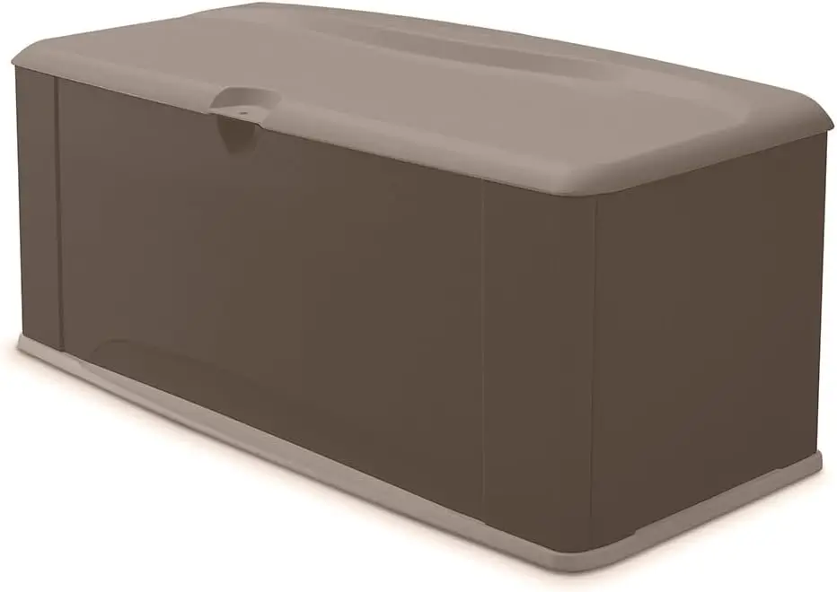 Rubbermaid Extra Large Resin Outdoor Storage Deck Box with Seat (120 Gal), Weather Resistant, Brown, Deck Organization