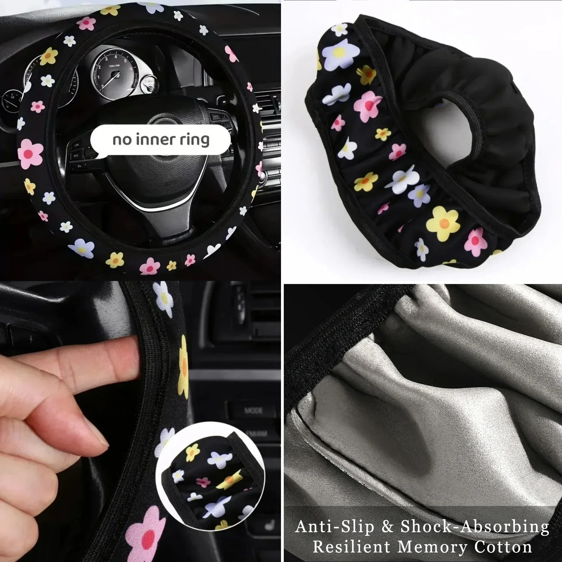 NEW Vintage Flower Cute Steering Wheel Cover Universal 15 Inch Car Accessories Protector for Women Men Girls image 3