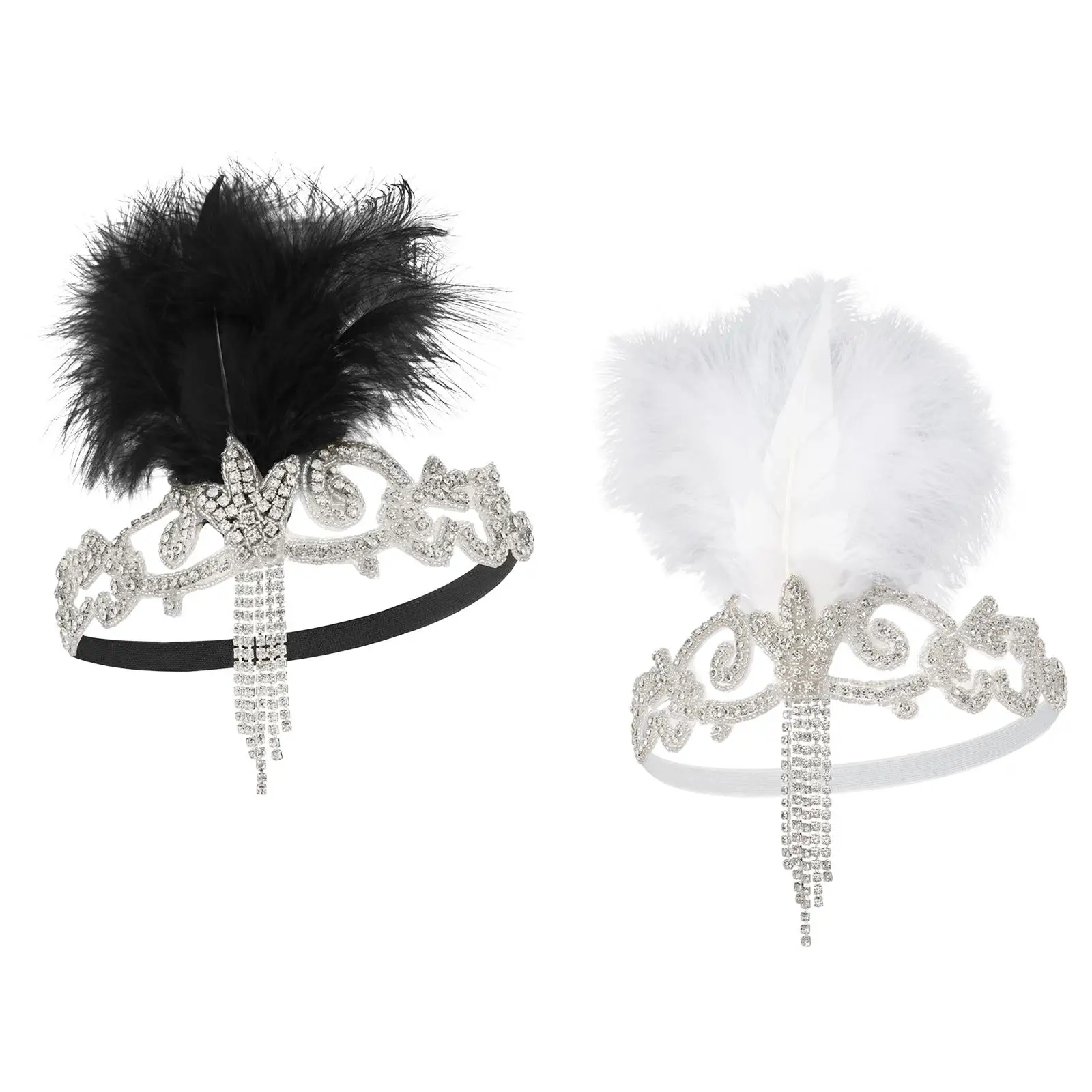 

Flapper Headband Feather Headpiece Head Chain Hairband Retro Headwear 1920S Headpiece for Cocktail Wedding Stage Performance