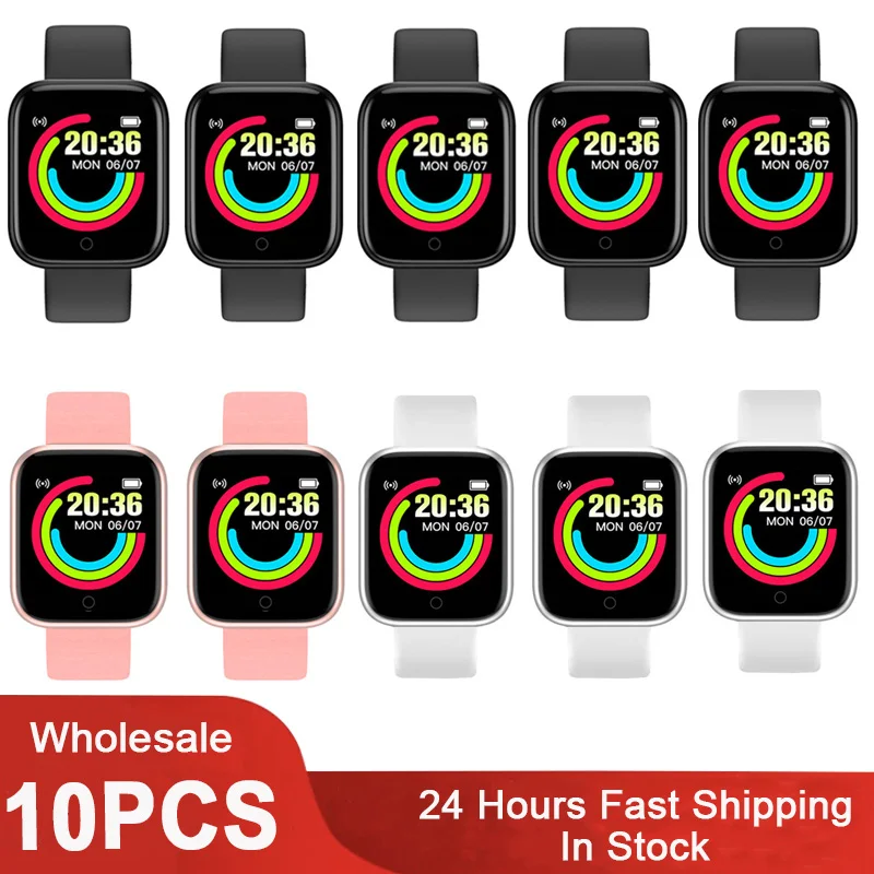 

10Pcs D20 Smart Watch for Men Women Smartwatch Y68 Fitness Tracker Sports Heart Rate Monitor Wristwatch for IOS Android