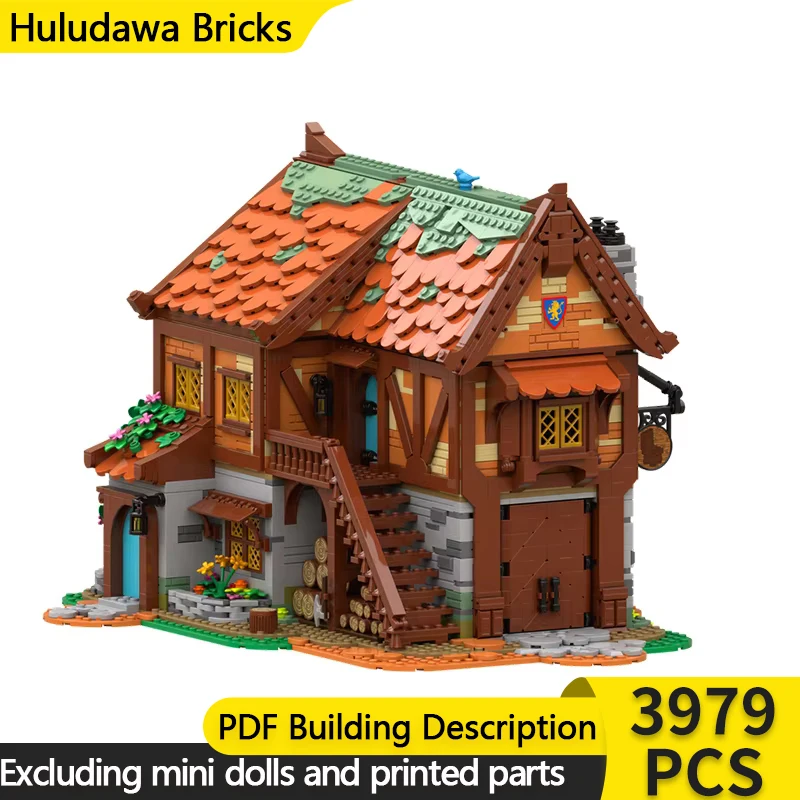 Medieval Street View Model MOC Building Brick Wood Processing Workshop Modular Technolog Gift Holiday Assemble Children Toy Suit