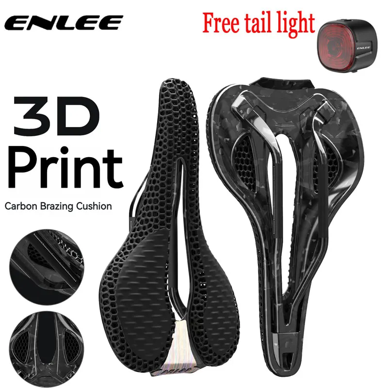 

ENLEE Bicycle 3D Printed Saddle Ultralight Carbon Fiber Road Mountain Bike Seat Cushion Hollow Comfortable 3D MTB Saddle Seat