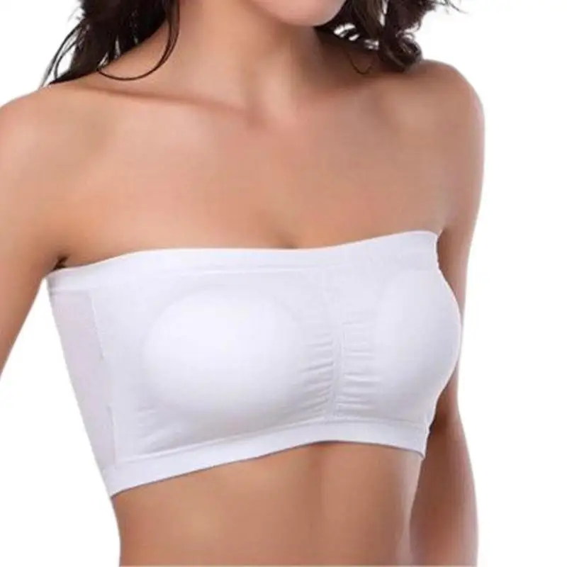 

Strapless Bra Super Stretchy Strapless Bra With Removable Pads Wireless Strapless Bra Bandeau Tube Top Womens Bandeau Bra