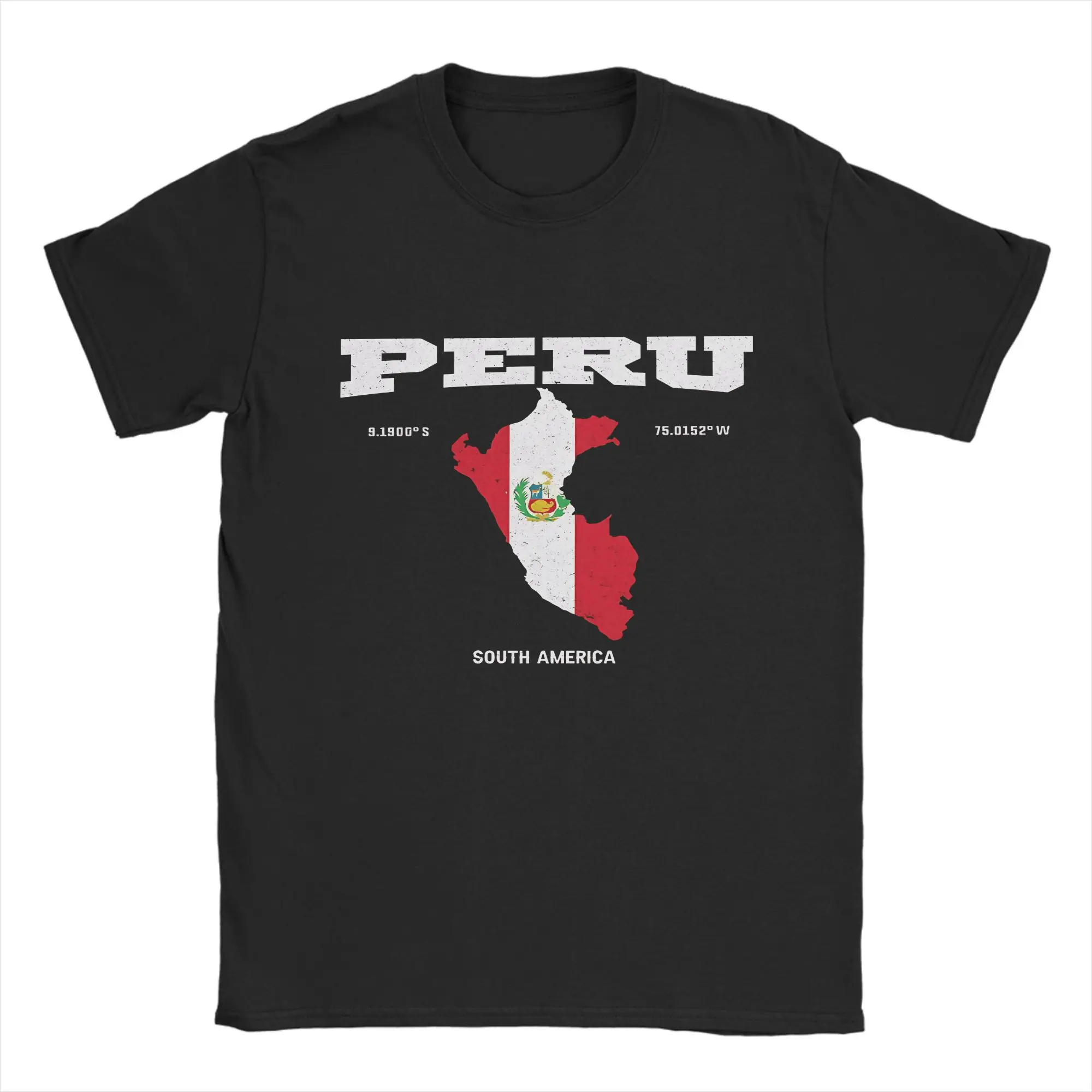 

Vintage Peru Peruvian Flag and Map T-Shirts for Men Round Collar Pure Cotton T Shirts Short Sleeve Tee Shirt New Arrival Tops