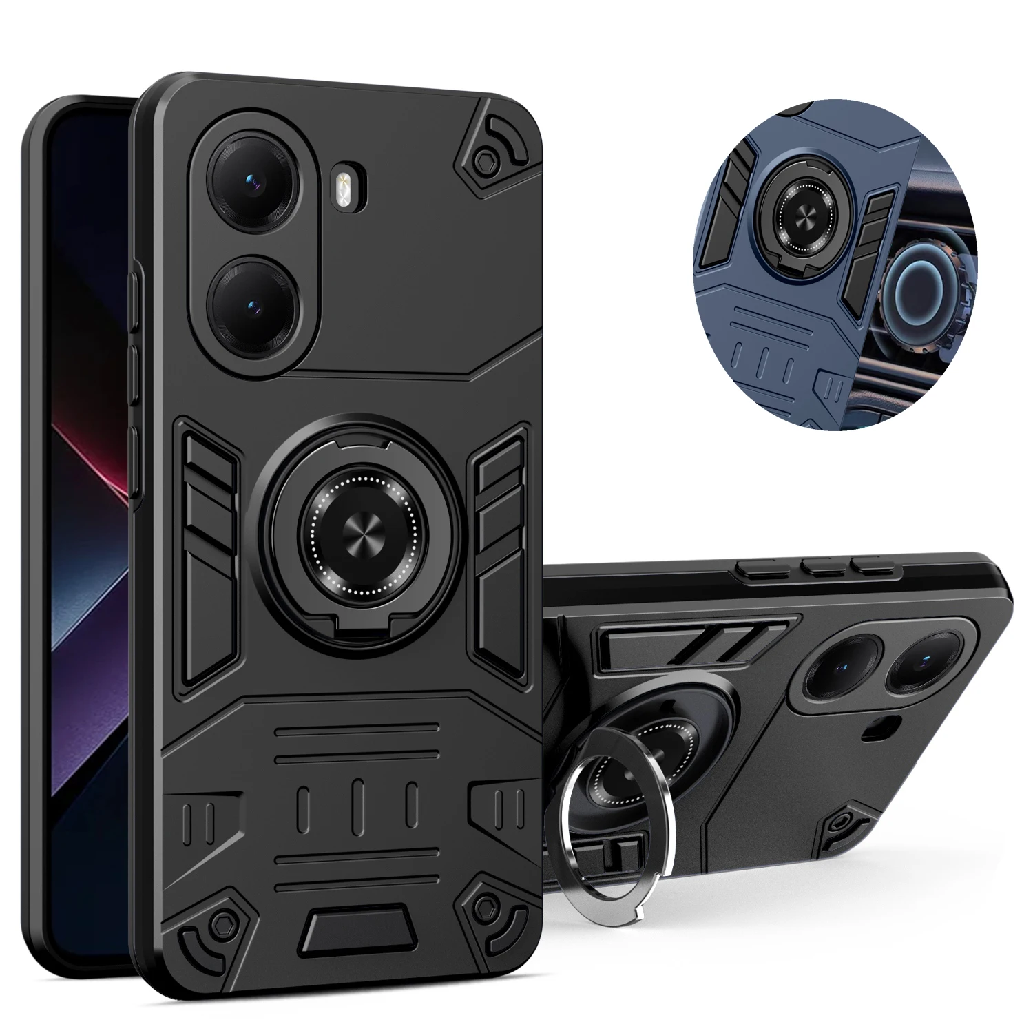 Fall Für Xiaomi Poco X7 Pro C75 C71 F7 X7 5G Rüstung Stoßfest Ring Ständer Halter Shell Coque Fundas