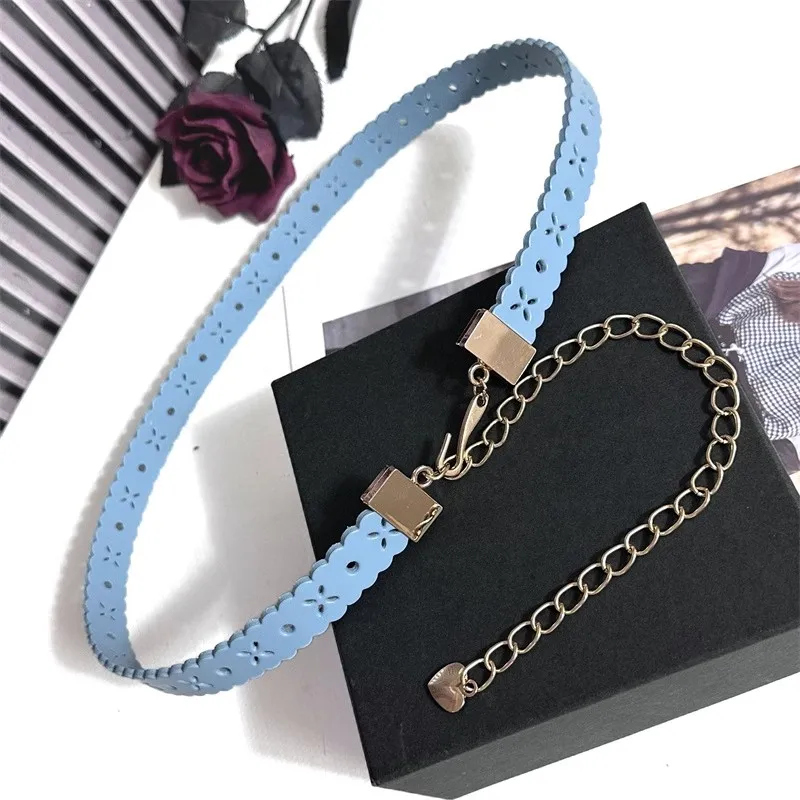 Damski Vintage Ażurowy Pasek do Sukienki z Prawdziwej Skóry z Metalowym Łańcuszkiem, Gorset, Cummerbund, Ozdoba do Paska, Wąski Pasek J1482