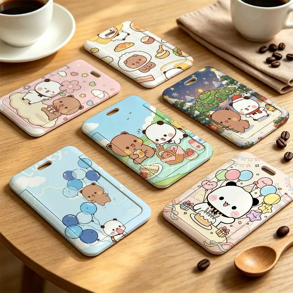 B-Bubu Dudu Cartoon Cute Clear Window ID Card Holder, Business Badge Holder With Neck Lanyard, Office Work Permit Card Cover