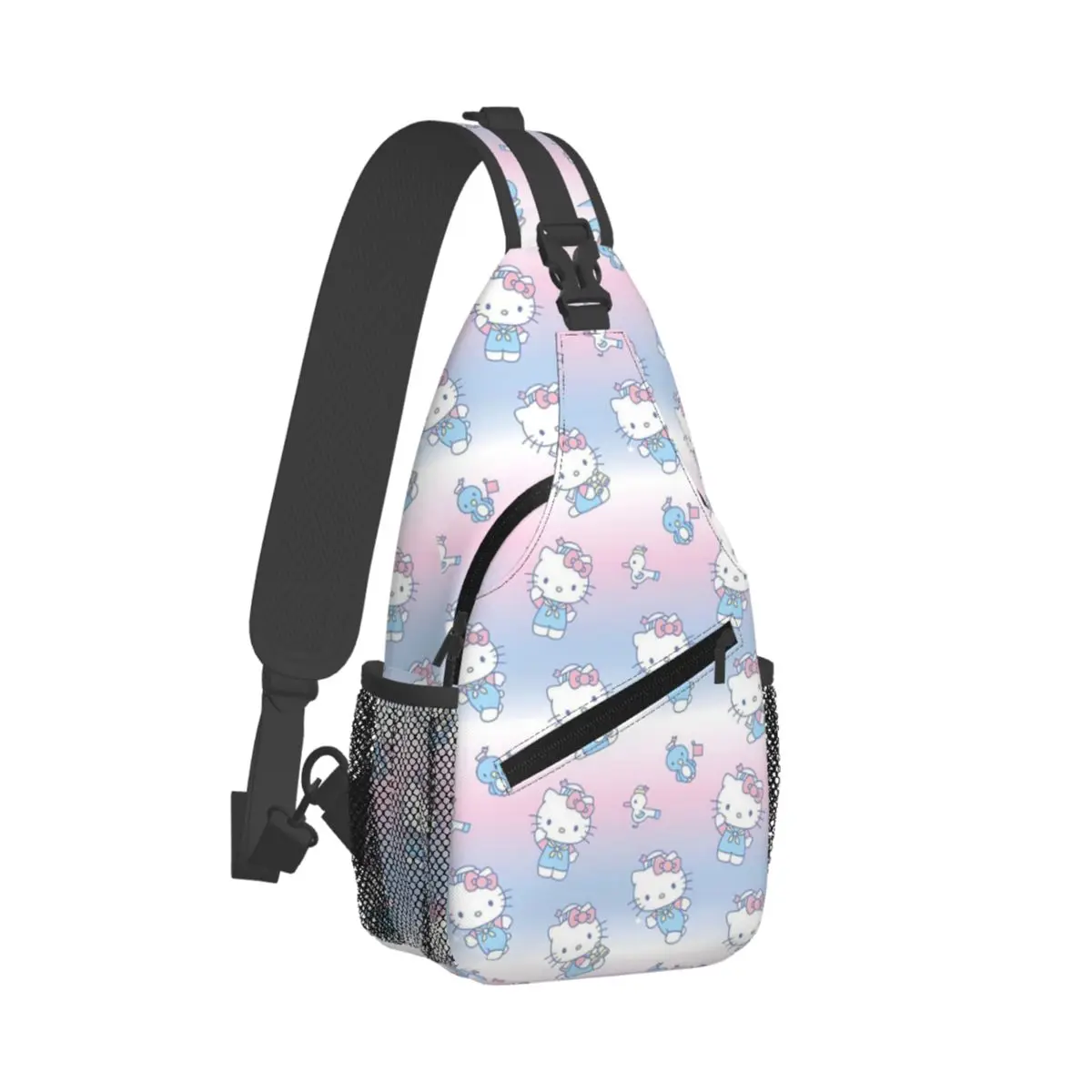 Custom Hello Kitty Anime Shoulder Crossbody Chest Backpack for Women Men Cycling Shoulder Chest Bags Sling Bag Shoulder Backpack