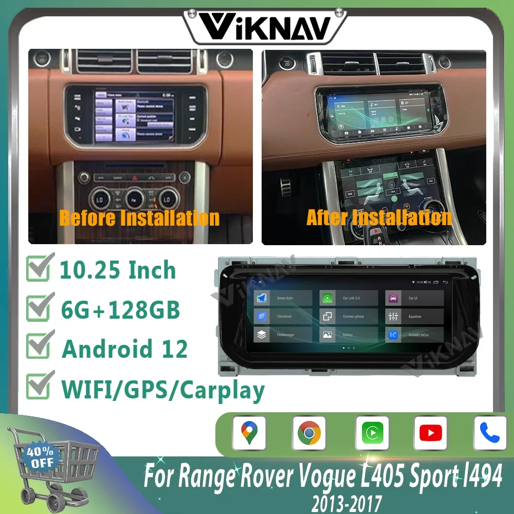 Android12 Car Radio Stereo Replacement AC Panel For Range Rover Vogue L405 Sport L494 2013-2017 Multimedia Player GPS 4G Carplay