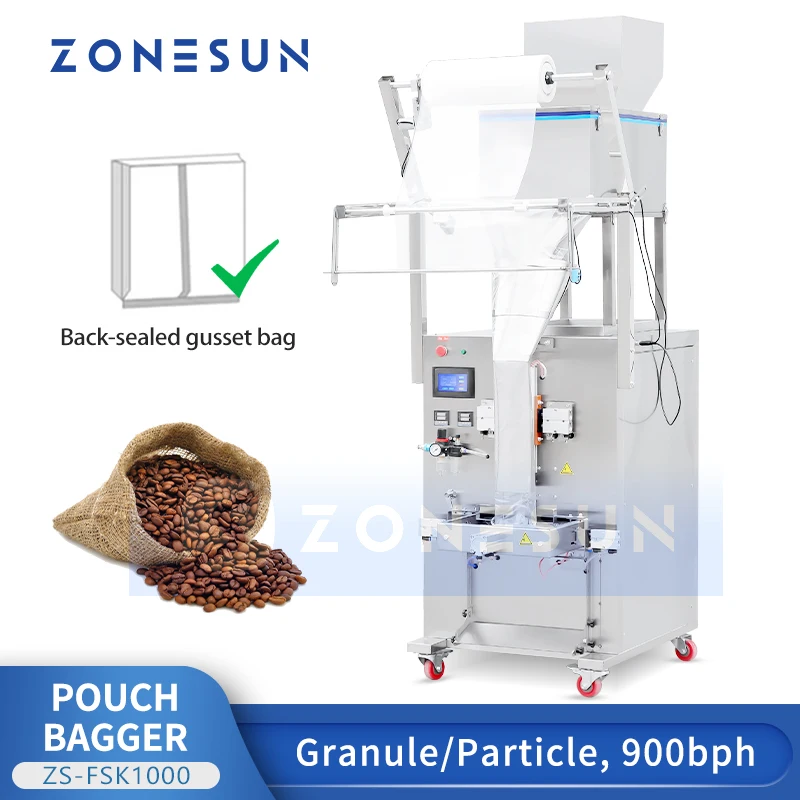 ZONESUN Automatic Vertical Form Fill Seal Machine Pouch Filling Machine VFFS Packaging Machine Gusset Bag Packing ZS-FSK1000