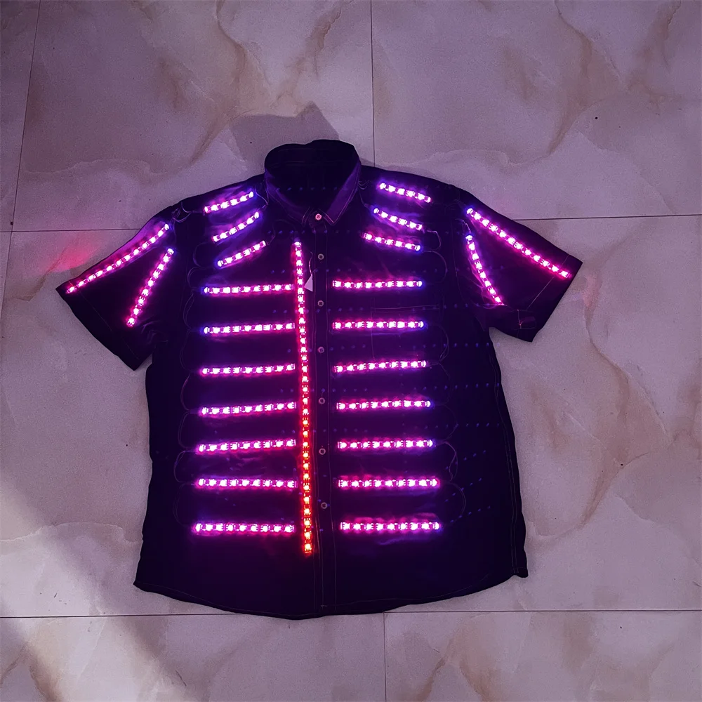 

Классные светодиодные костюмы роботов с дистанционным управлением RGB, футболка, одежда для сценических танцев, представлений, освещение, платье, куртка для бара, ночного клуба