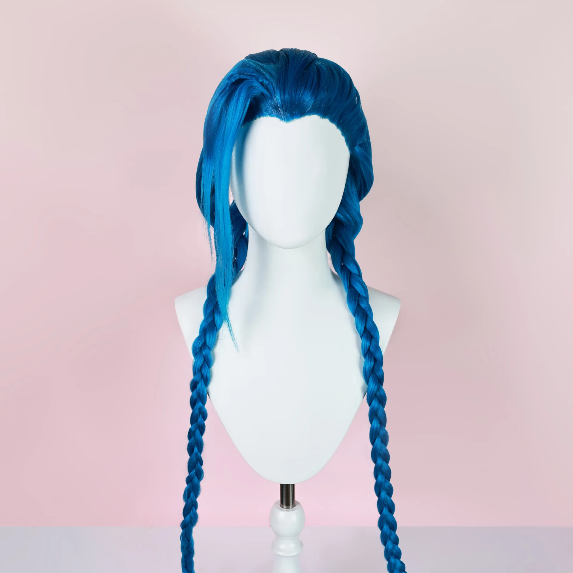 LoL Arcane Jinx Cosplay Perruque pour Femme, Bleu, Fibre Synthétique, Cheveux Longs