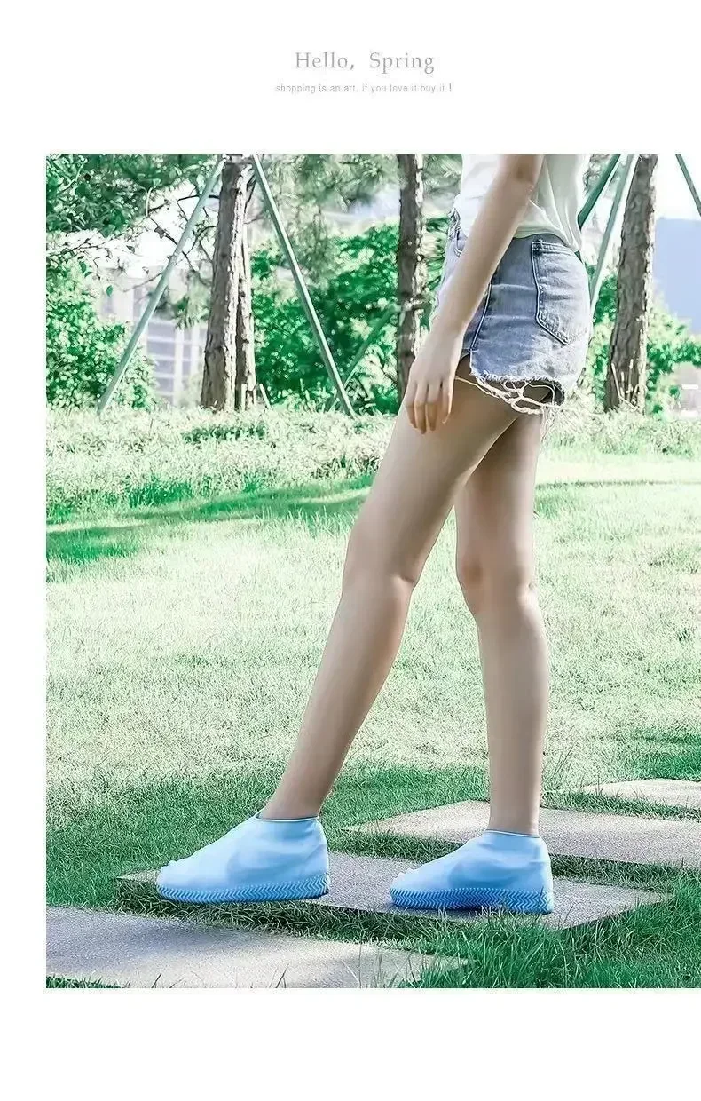 1 Paar Gummi-Regenstiefel-Überschuhe für den Außenbereich, wasserdichte Silikon-Überschuhe, Regentag-Schuhüberzug, wiederverwendbarer rutschfester Regen – Detail 5
