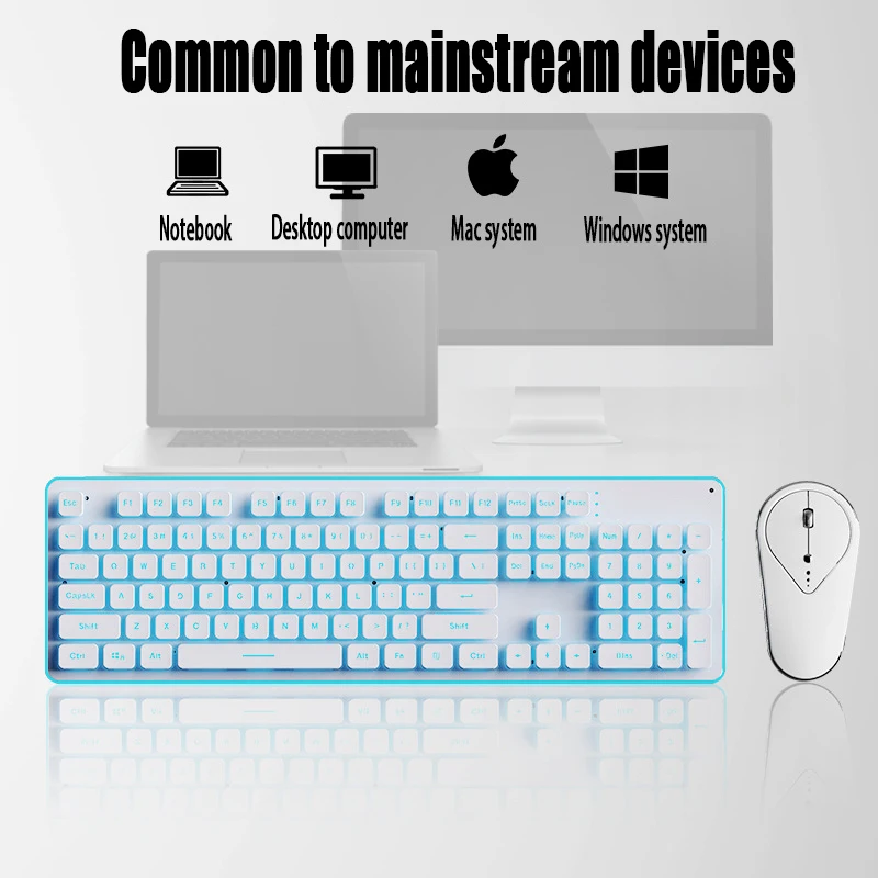 

LT600 wireless 2.4G mute film keyboard and mouse set charging game office luminous silent mouse and keyboard