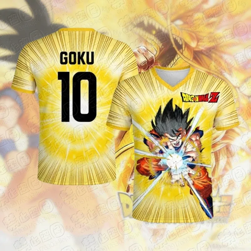2026 Dragon Ball Super Saiyan Goku Grafik-Fußballtrikot Sommer Sport Schnelltrocknend Herren T-Shirt Kinderbekleidung Damen T-Shirt
