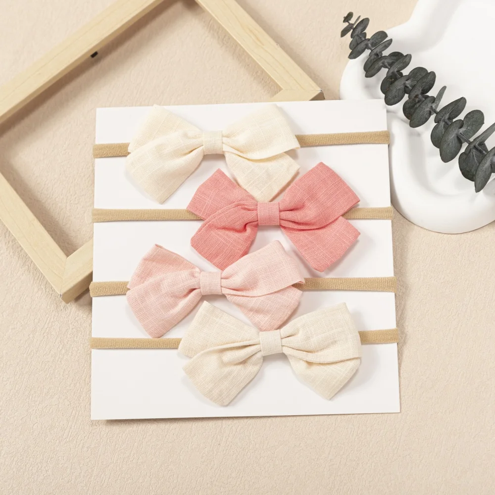 4pcs Baby Bow Headband Girls Cute Nylon Hairband Soft Elastic Kids Headwear Newborn Toddler Photography Hair Accessories image 6