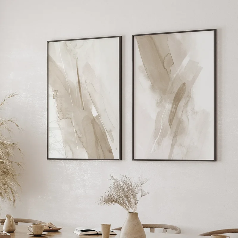 2PCS Nordic Posters Neutral Tone Aesthetic Wall Art Minimalist Bedroom Wall Decor Canvas Paintings For Room Decoration