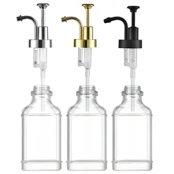 2pcs Soap Pump Dispenser Glass Bottle Bathroom Gel Liquid and Shampoo Dispenser Square Glass Bottles with Pumps Soap Container