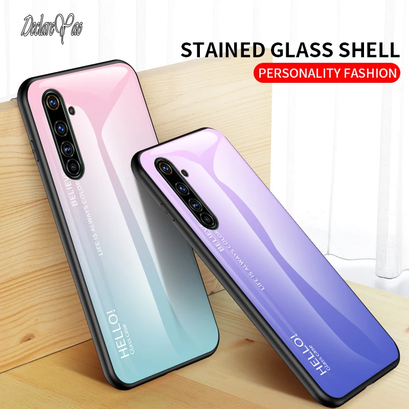 DECLAREYAO Original Silicone Soft Edge Mirror Hard Coque For OPPO Realme X2 Pro XT X X50 5G Case Cover Tempered Glass Shockproof