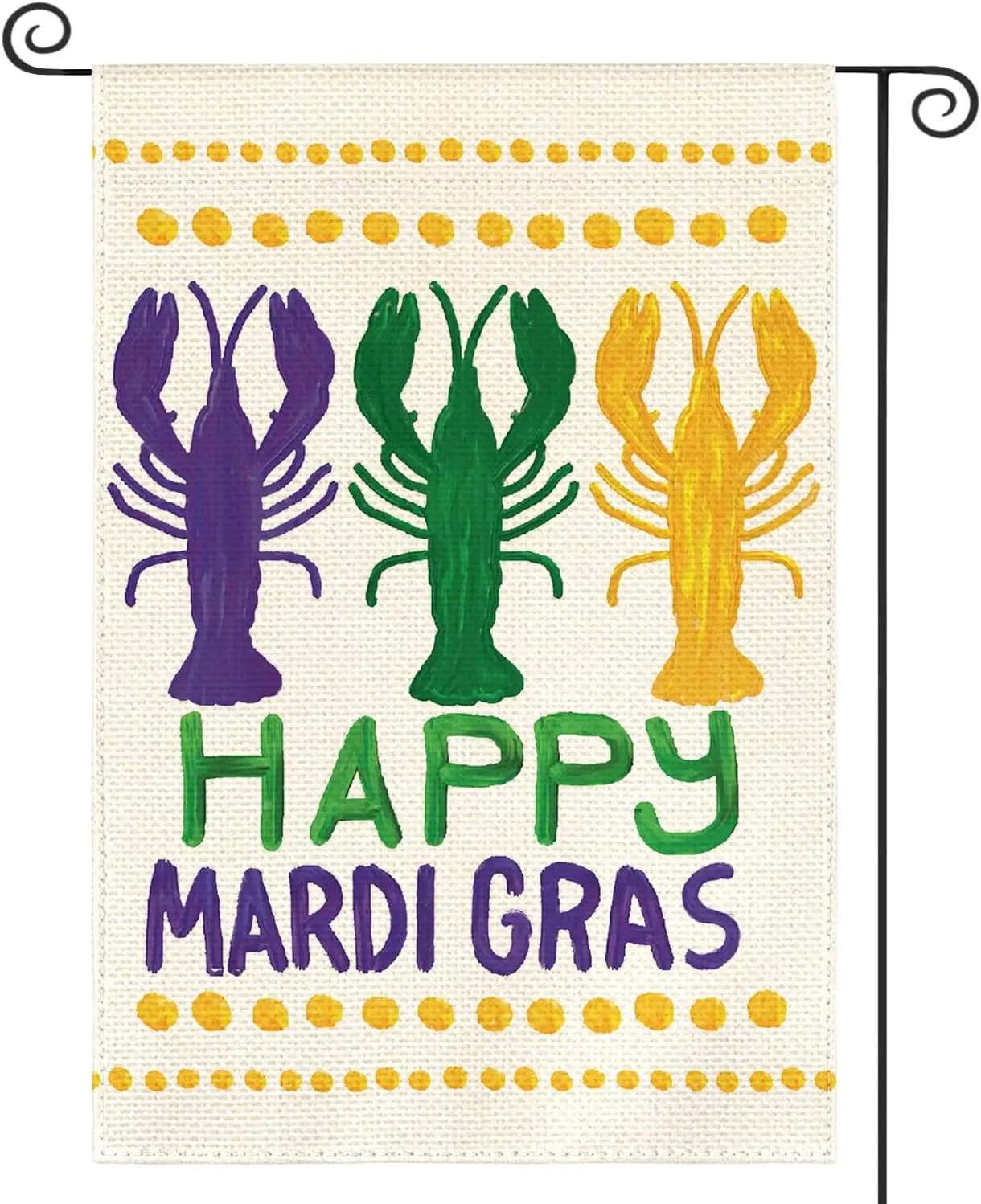 AVOIN colorlife Happy Mardi Gras Garden Flag 12x18 Inch Vertical Double Sided, Boil Crawfish Holiday Party Yard Outdoor Decorati