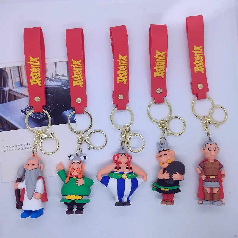 Cartoon Asterix portachiavi bambola portachiavi coppia ciondolo auto portachiavi portachiavi PVC zaino ciondolo regali per bambini portachiavi