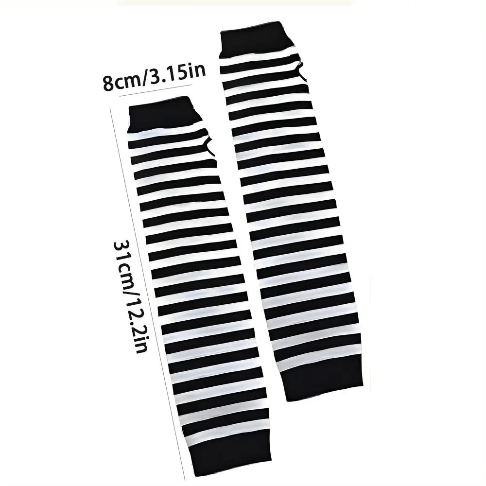 قفاز كلاسيكي ناعم بدون أصابع طويل، غطاء للذراع مخطط، قفازات محبوكة بأكمام طويلة للأنشطة الخارجية #6