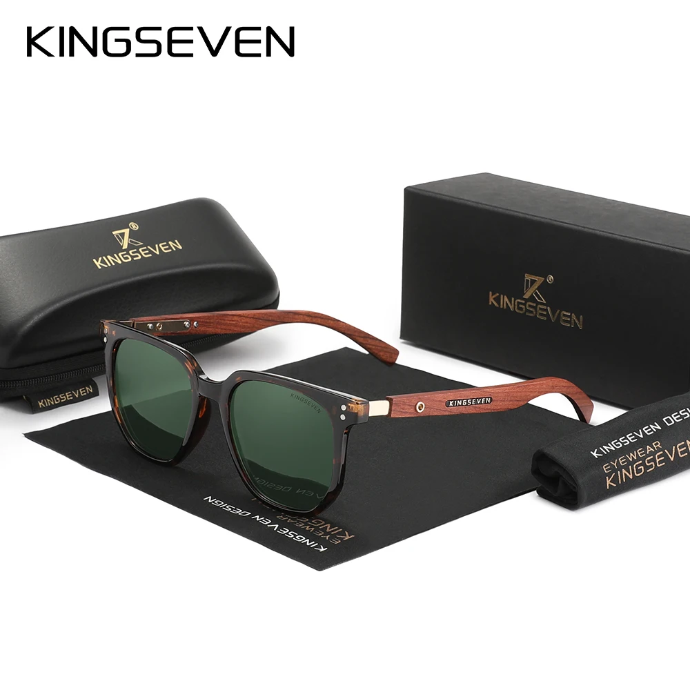 KINGSEVEN Neue Stil Holz Rahmen Männlich Polarisierte Sonnenbrille Retro Brille Weibliche Vintage Urlaub Fahren Shades Brillen