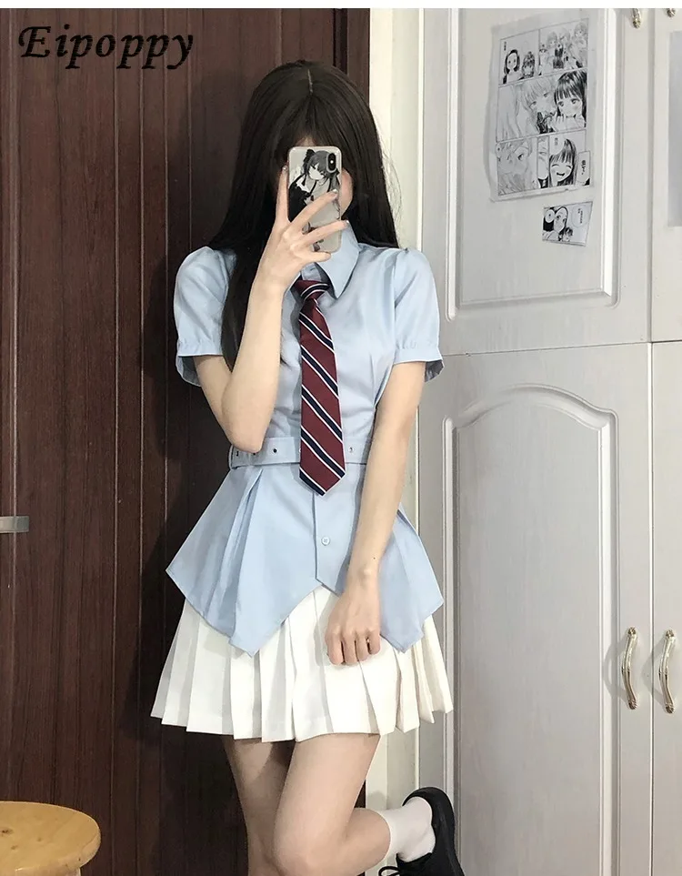 Saia plissada uniforme JK, estilo universitário japonês, Verão