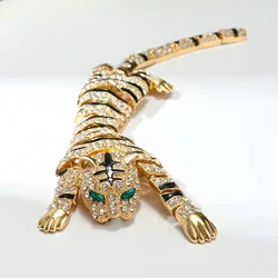 women men exaggerated tiger brooch, large luxury rhinestone animal pin jewelry