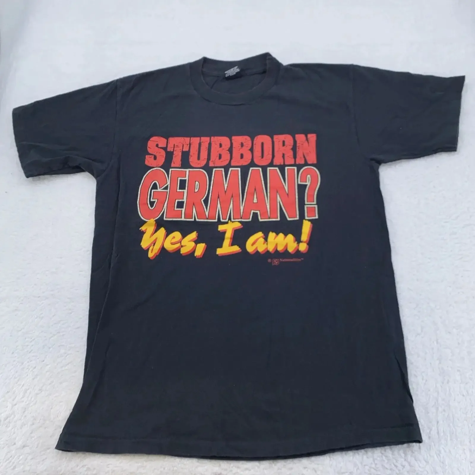 Vintage Stubborn German T Shirt Herren M L schwarz lustig Spruch Made USA 90s vintage Washed Unisex Slightly Casual Stretched