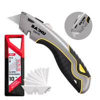 Heavy Duty Box Cutter Replaceable Utility Knife for Cable Carboard Cartons Retractable Handle Knife Blades Outdoor Hand Tool