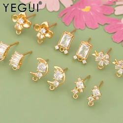 YEGUI ME71,jewelry accessories,18k gold plated,copper,nickel free,zircons,hand made,jewelry making,diy earrings,6pcs/lot