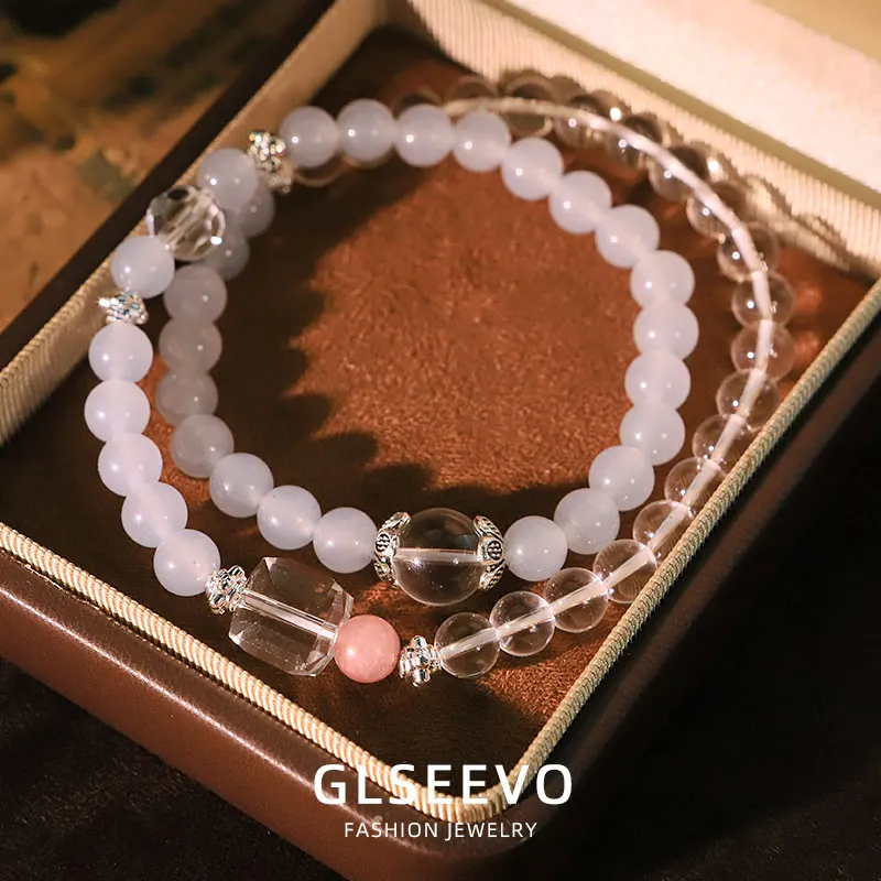 روز كوارتز البحر الأزرق دائرة مزدوجة سوار اليدوية مطاطا سوار مجوهرات هدية للنساء GB1331 #1