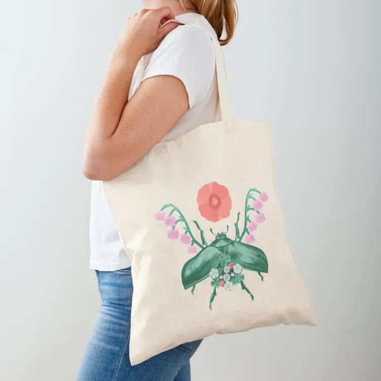 

Bursting Floral Scarab Beetle Tote Bag handbag Women's shopper shopper bags for women Canvas shoulder bag
