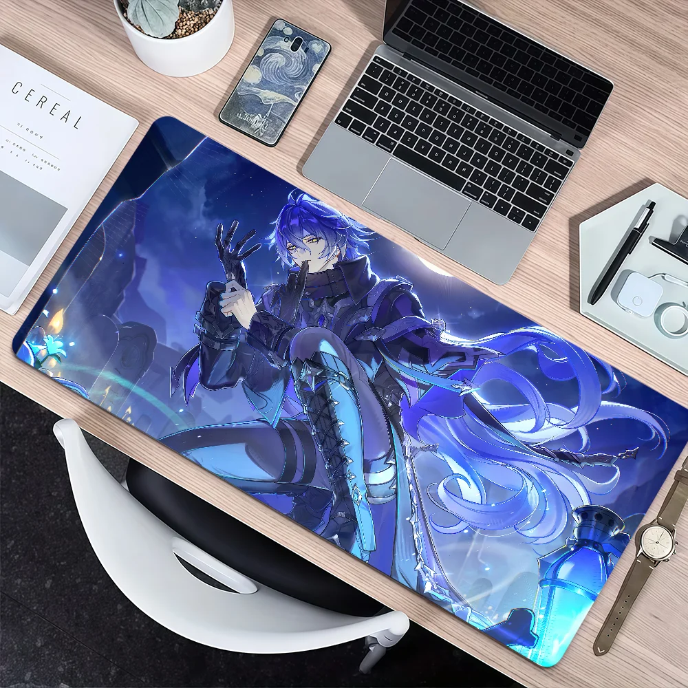 Genshin Flins Cool Impact Mouse Pad Non-slip Thickened MousePad Large Writing Lockedge Gaming Cushion Office Student