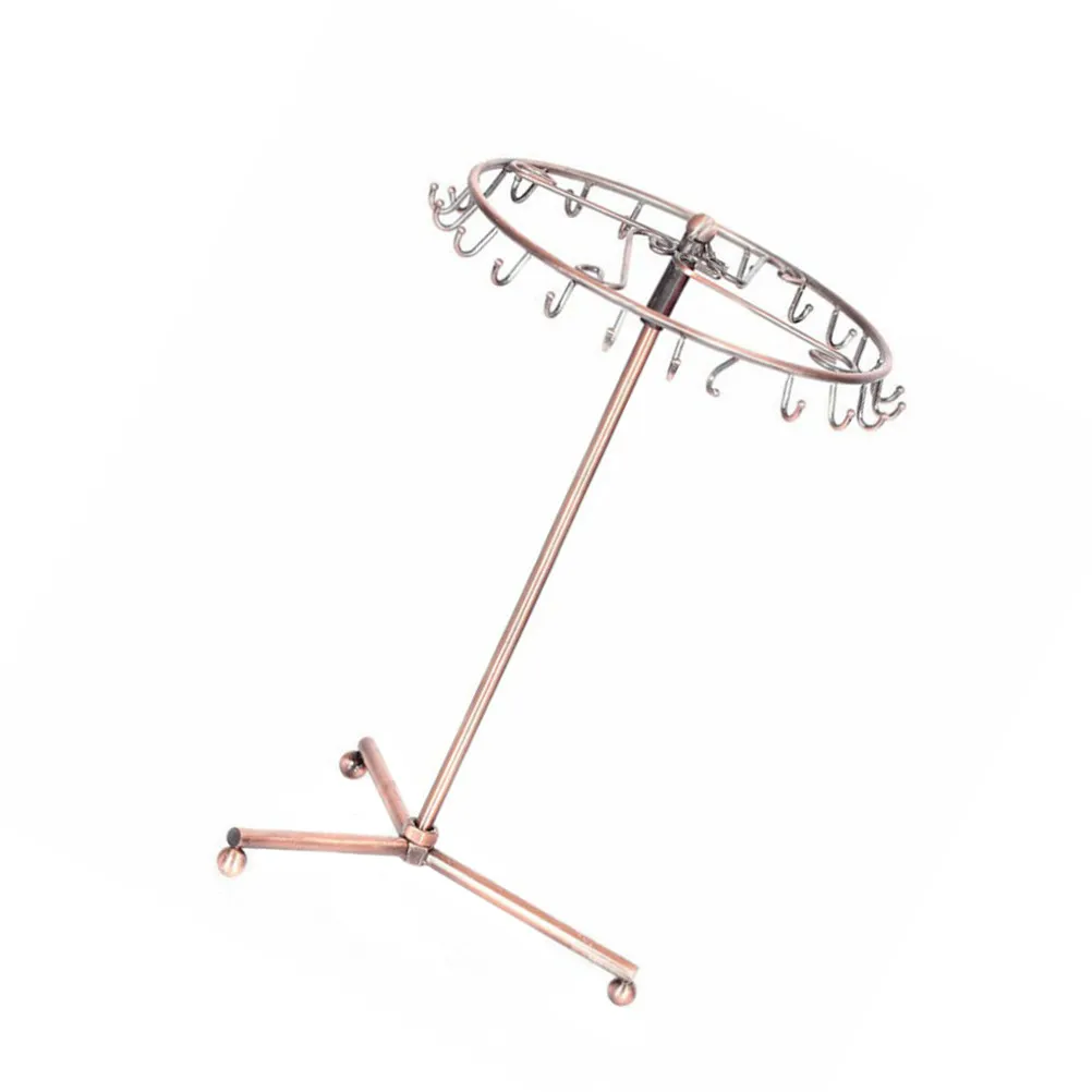 Rotating Jewelry Organizer Bronze Tone Metal Stand for Rings Earrings Necklaces Bracelets Watches Hair Clips