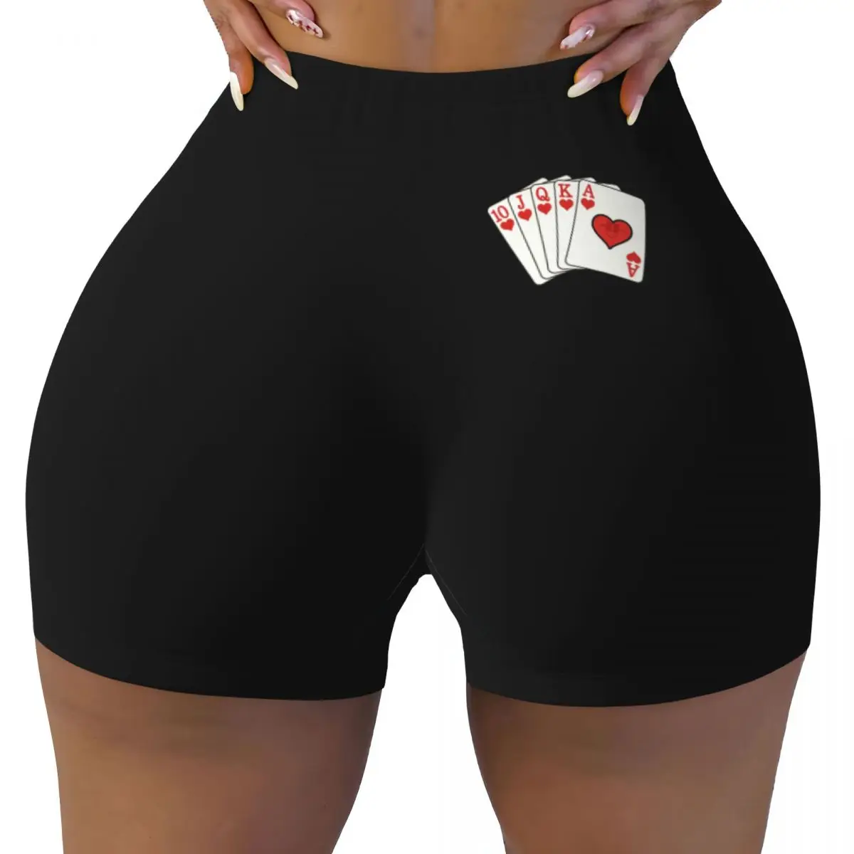 Custom Poker Biker Running Gym Shorts for Women Gambling Card Game Athletic Workout Yoga Shorts