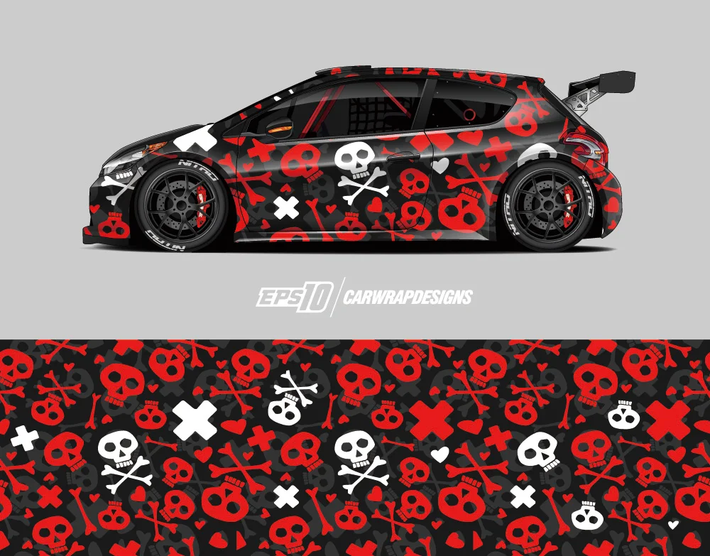 

Skull Full Body Vinyl Wrap Modern Design Vector Image Car Full Wrap Sticker Decorative Car Decal Racing Car Graphic Decal