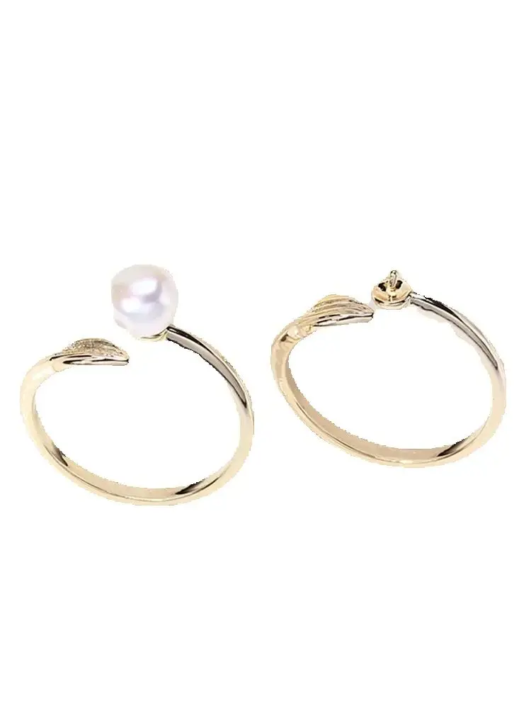 

19 Style Pearl Ring Empty Set Domestic 14K Gold Opening Ring Simple Fashion Ring Set Zircon Temperament Handmade DIY Accessories