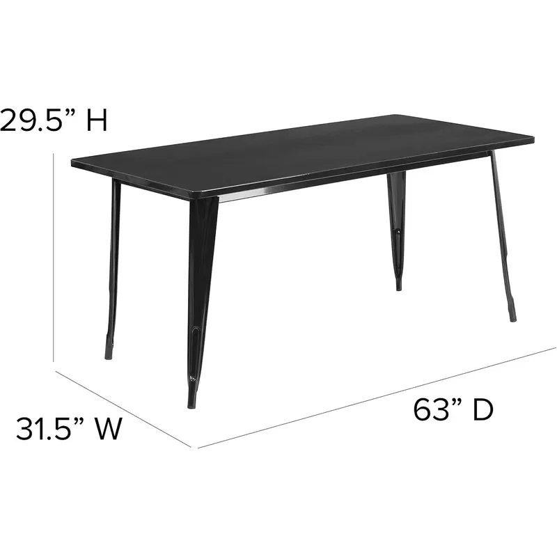 63 Rectangular Black Metal Table